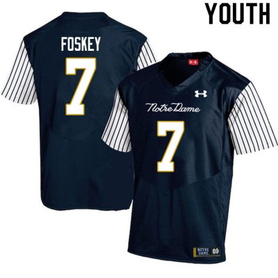 Notre Dame Fighting Irish Youth Isaiah Foskey #7 Navy Under Armour Alternate Authentic Stitched College NCAA Football Jersey TXH5399KK